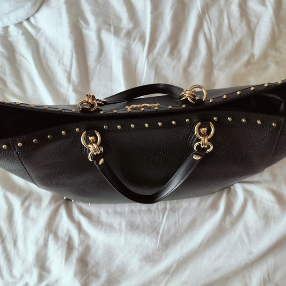 Michael Kors Devon Extra-Large Studded Pebbled Leather Tote Bag Black Purse $558 - Picture 8 of 16